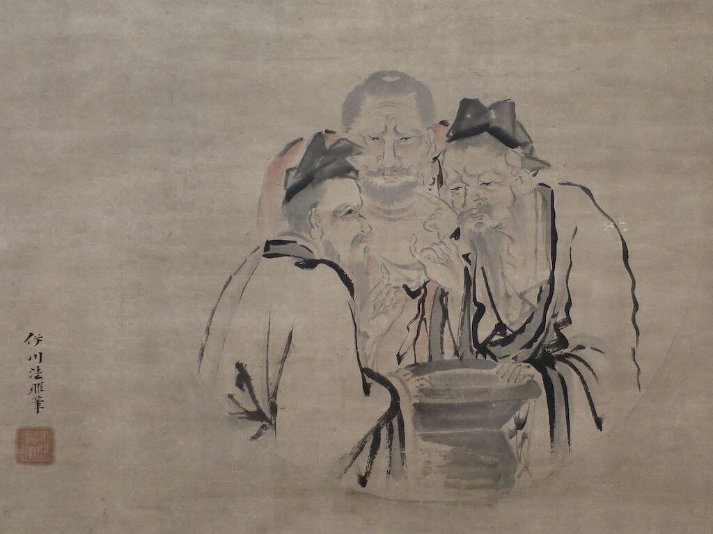 Confucius, Buddha and Loa-Tse taste vinegar